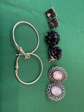 Lot of 4 earrings, one clip on others for pierced ears